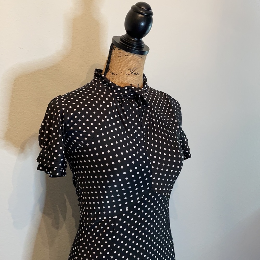 Black & white Polka Dot Lindy Bop Amie Tea Dress Small S - Picture 3 of 9